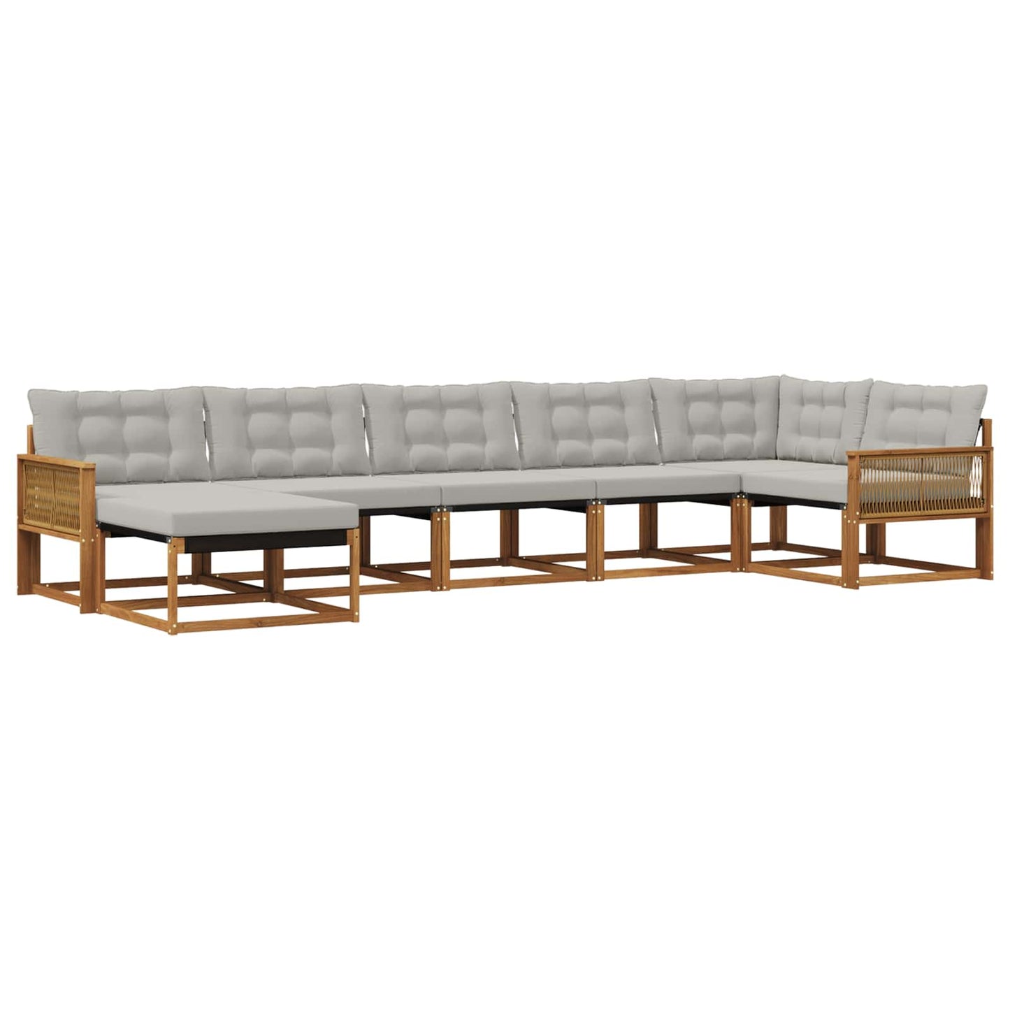Outdoor-Sofagarnitur mit Kissen 7 pcs Natürlich und Hellgrau