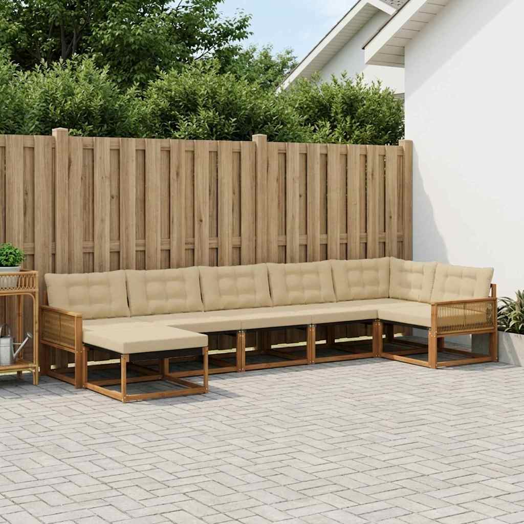 Outdoor-Sofagarnitur mit Kissen 7 pcs Natur und Beige