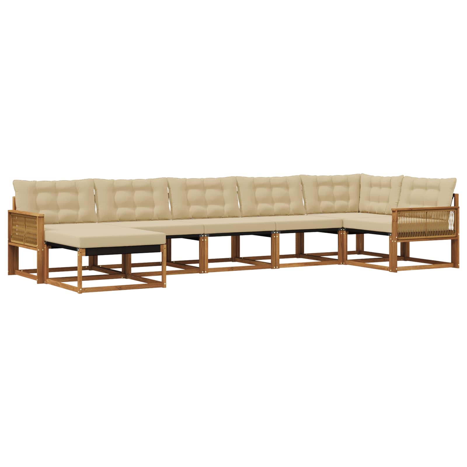 Outdoor-Sofagarnitur mit Kissen 7 pcs Natur und Beige