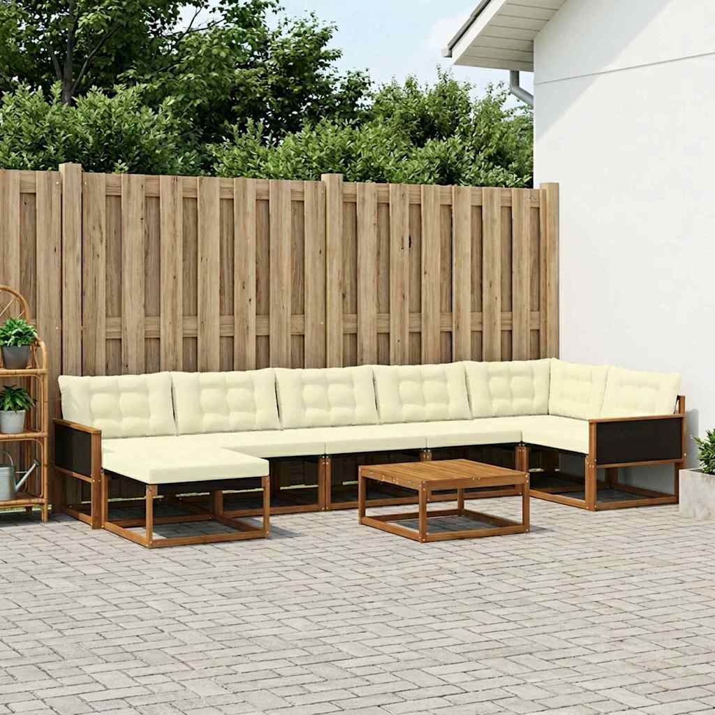 Outdoor-Sofagarnitur 8 pcs Natur und Creme Massivholz Akazie