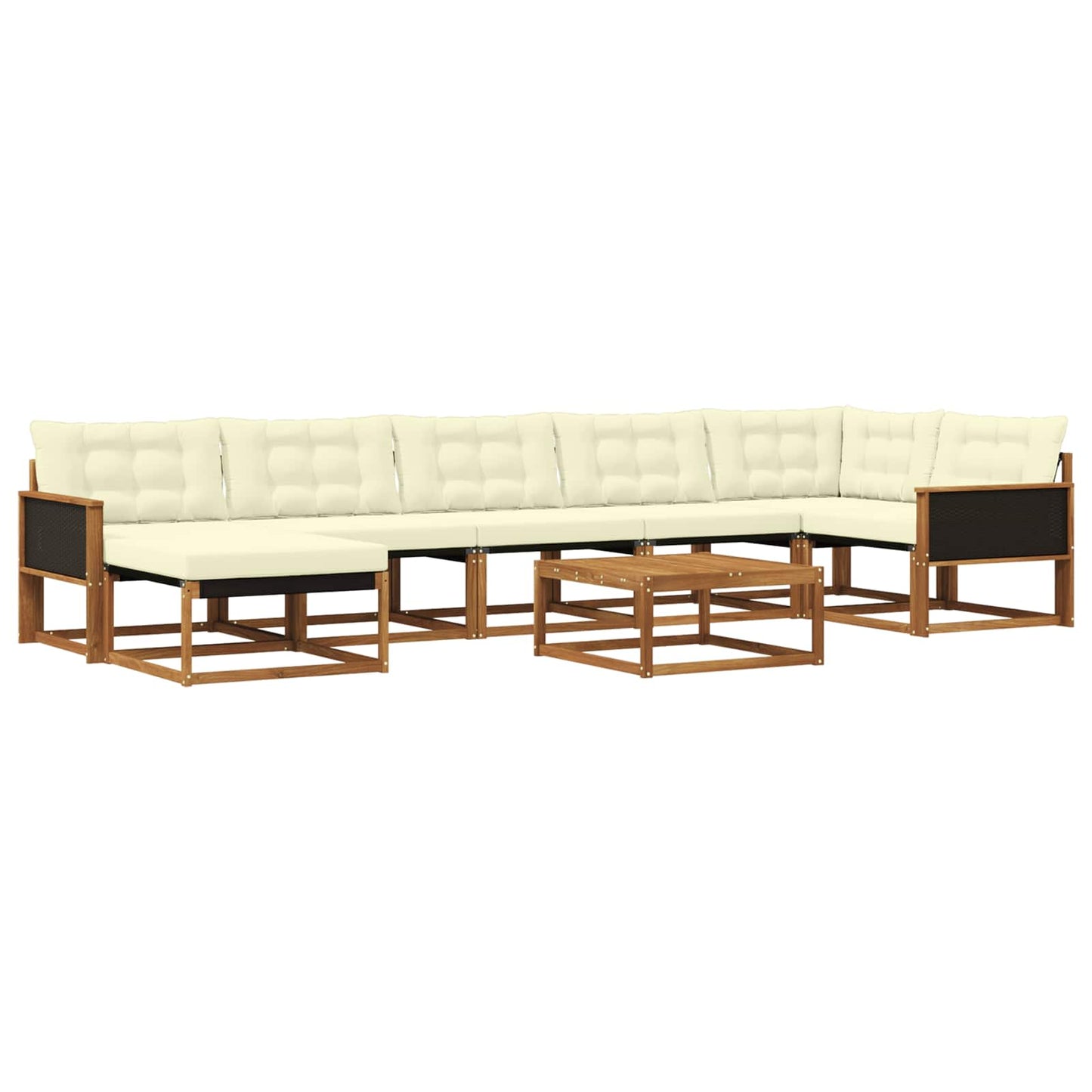 Outdoor-Sofagarnitur 8 pcs Natur und Creme Massivholz Akazie
