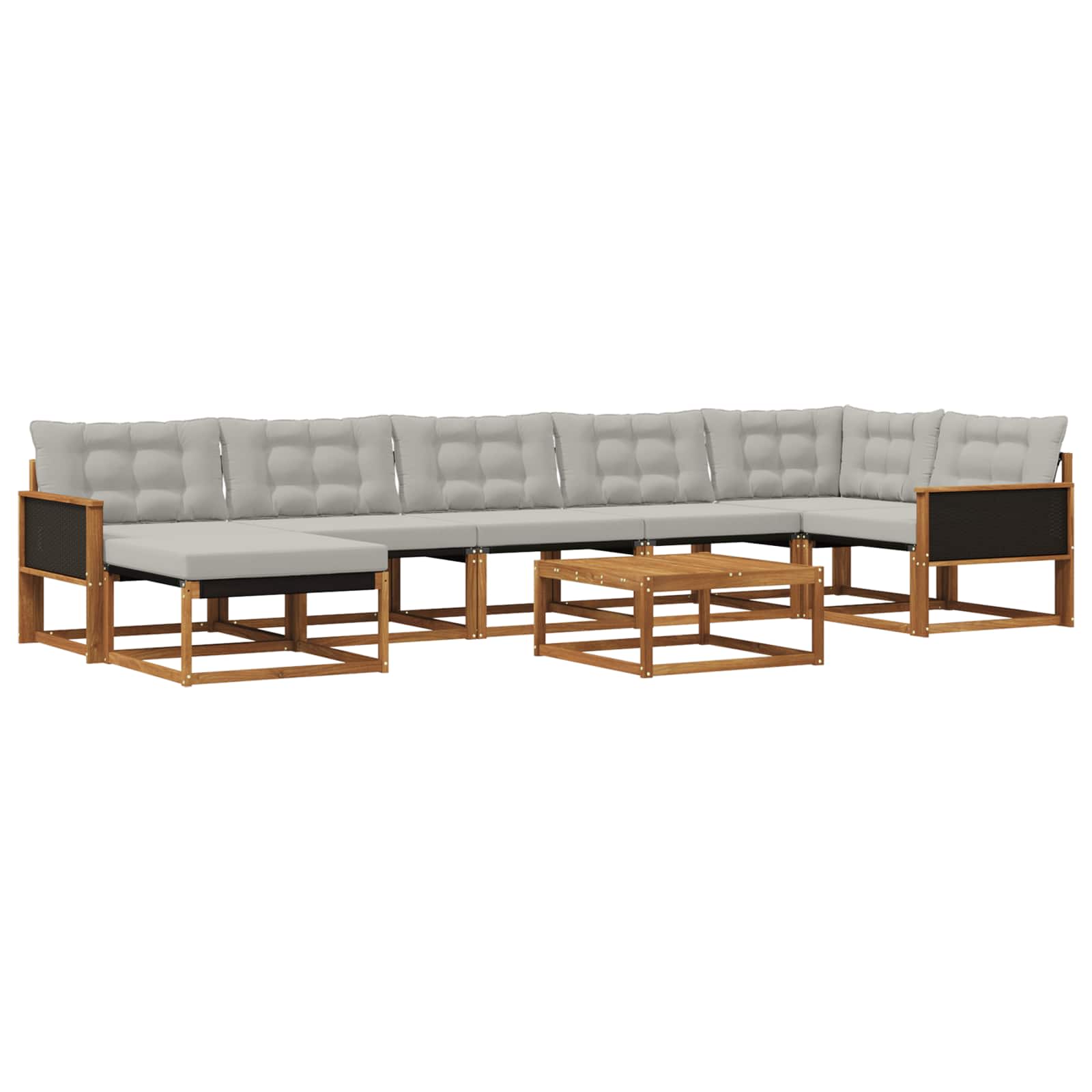 Outdoor-Sofagarnitur mit Kissen 8 pcs Natürlich und Hellgrau