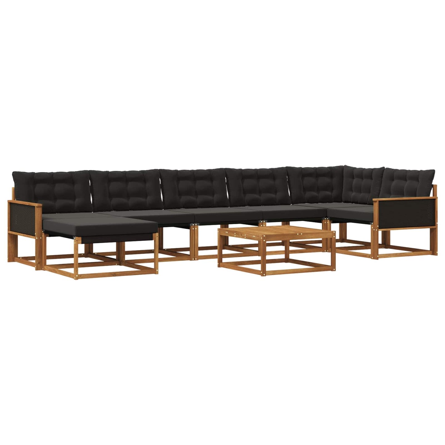 Outdoor-Sofagarnitur mit Kissen 8 pcs Natürlich und Schwarz