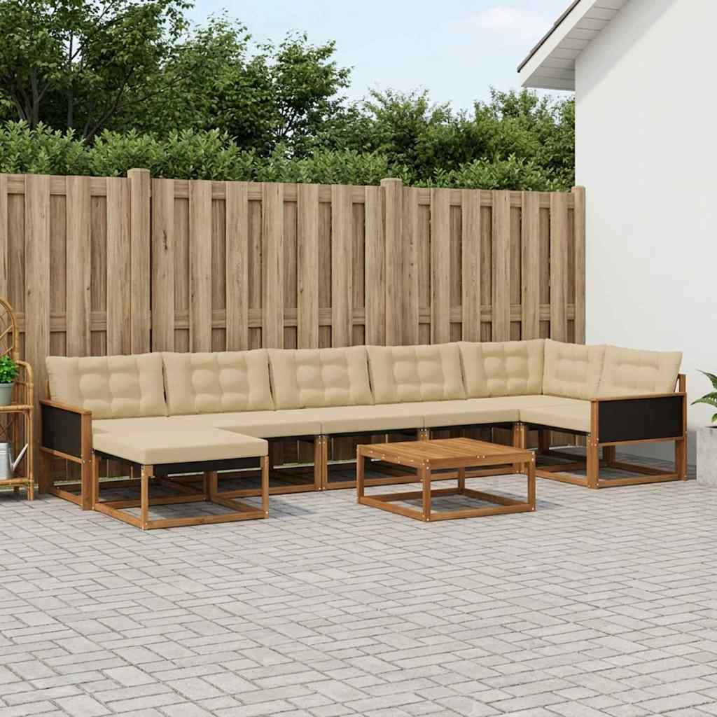 Outdoor-Sofagarnitur 8 pcs Natur und Beige Massivholz Akazie