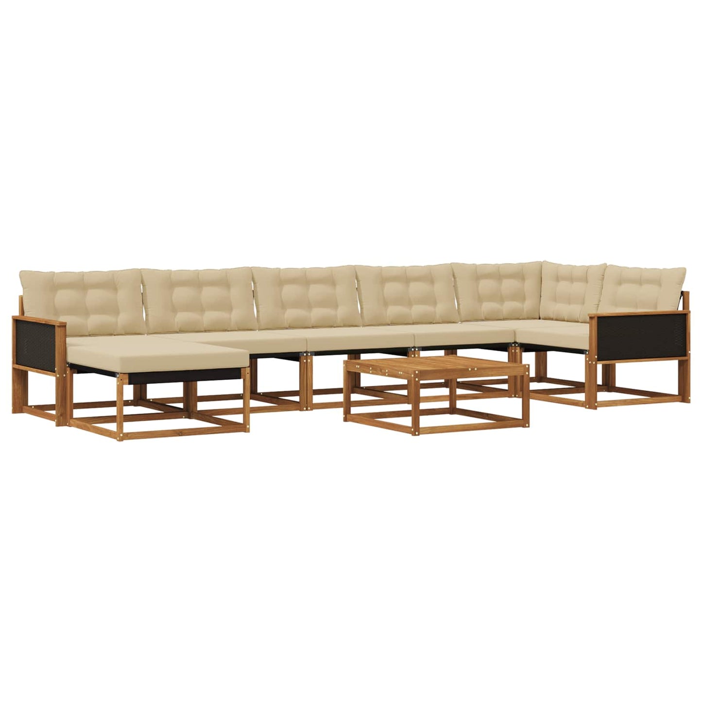 Outdoor-Sofagarnitur 8 pcs Natur und Beige Massivholz Akazie