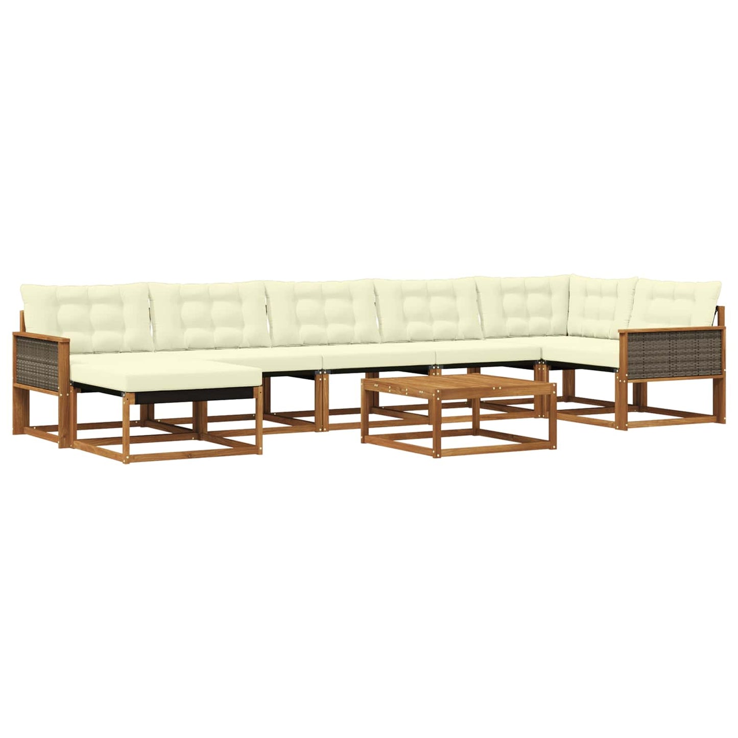 Outdoor-Sofagarnitur 8 pcs Natur und Creme Massivholz Akazie