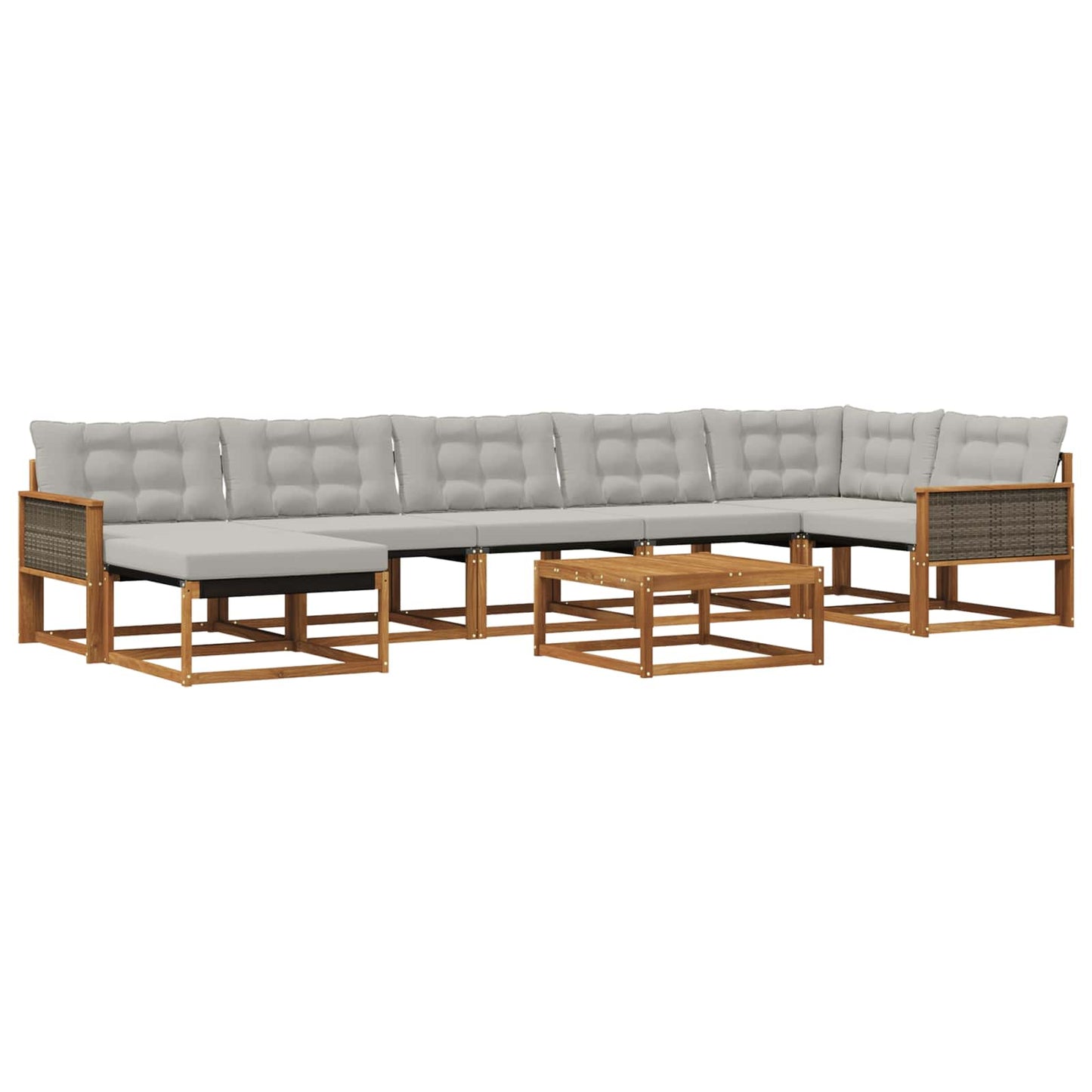 Outdoor-Sofagarnitur mit Kissen 8 pcs Natürlich und Hellgrau