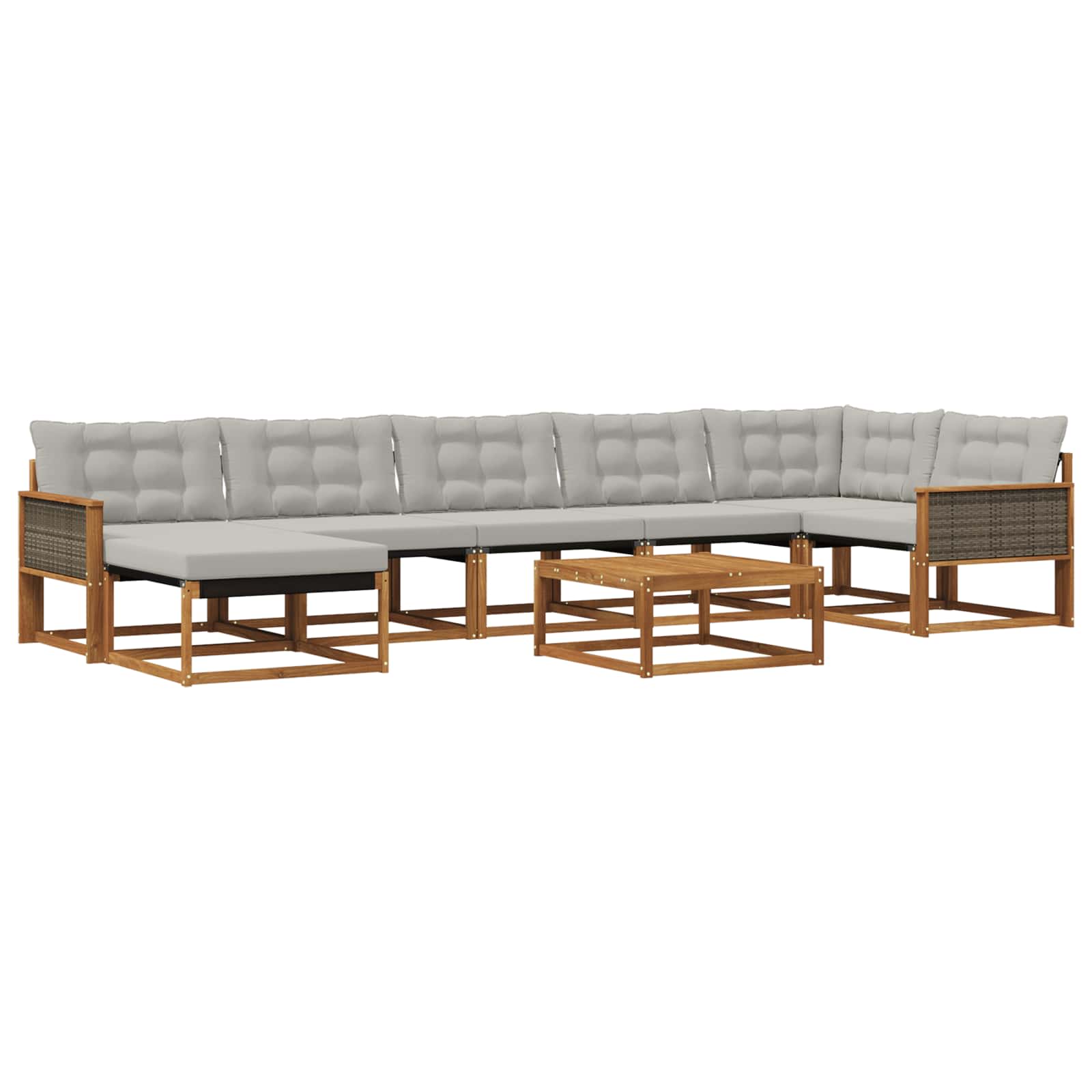 Outdoor-Sofagarnitur mit Kissen 8 pcs Natürlich und Hellgrau