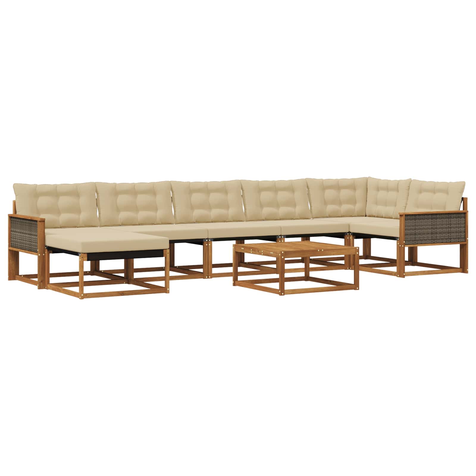 Outdoor-Sofagarnitur 8 pcs Natur und Beige Massivholz Akazie