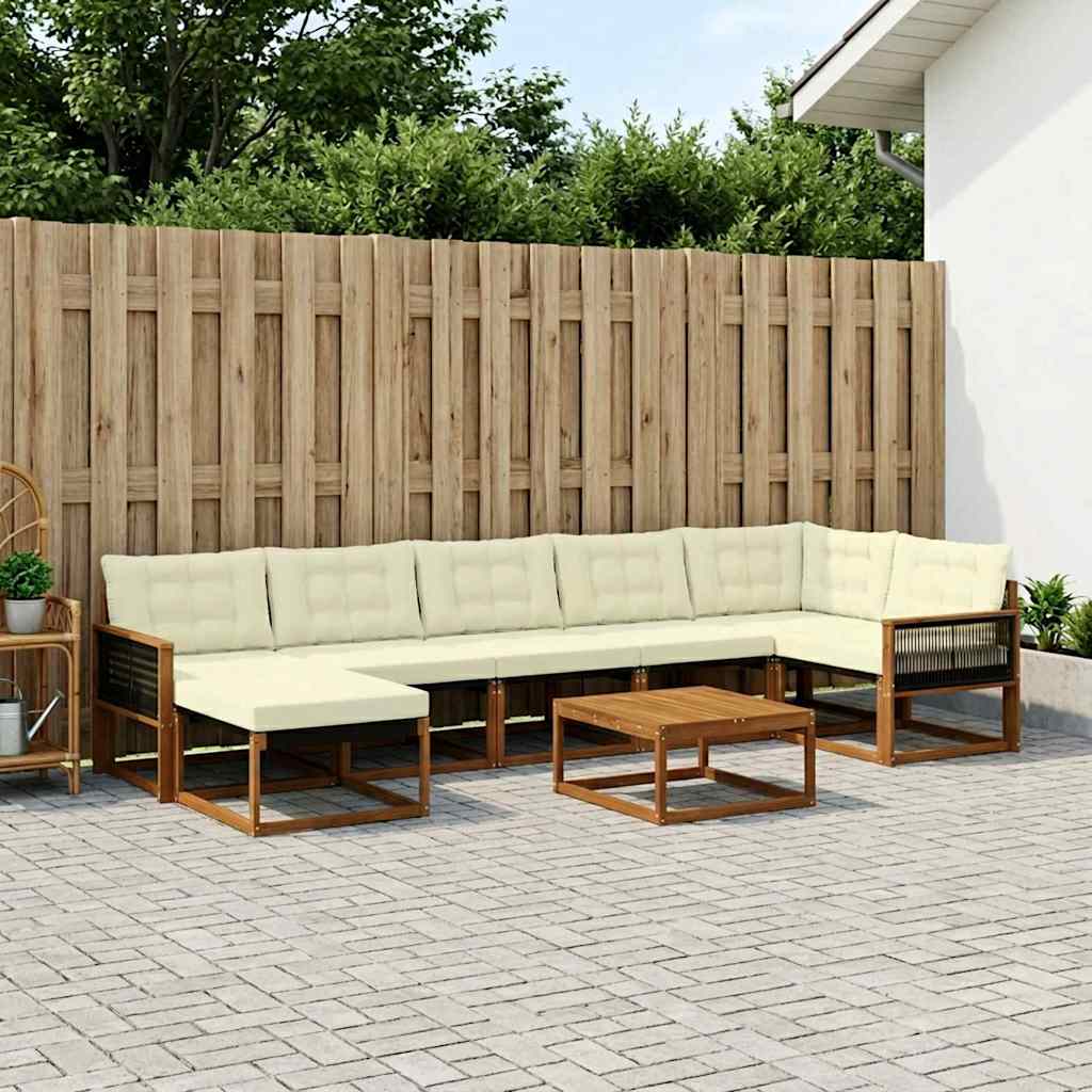 Outdoor-Sofagarnitur 8 pcs Natur und Creme Massivholz Akazie