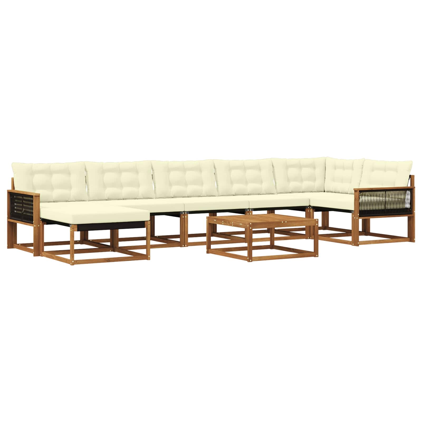 Outdoor-Sofagarnitur 8 pcs Natur und Creme Massivholz Akazie