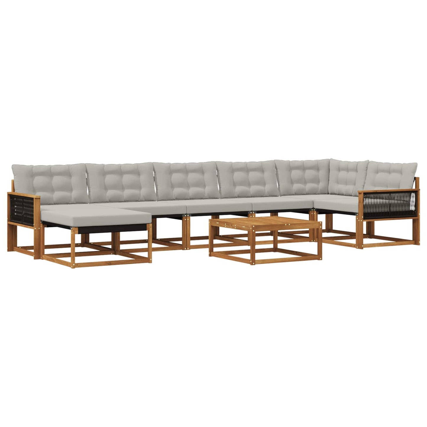 Outdoor-Sofagarnitur mit Kissen 8 pcs Natürlich und Hellgrau