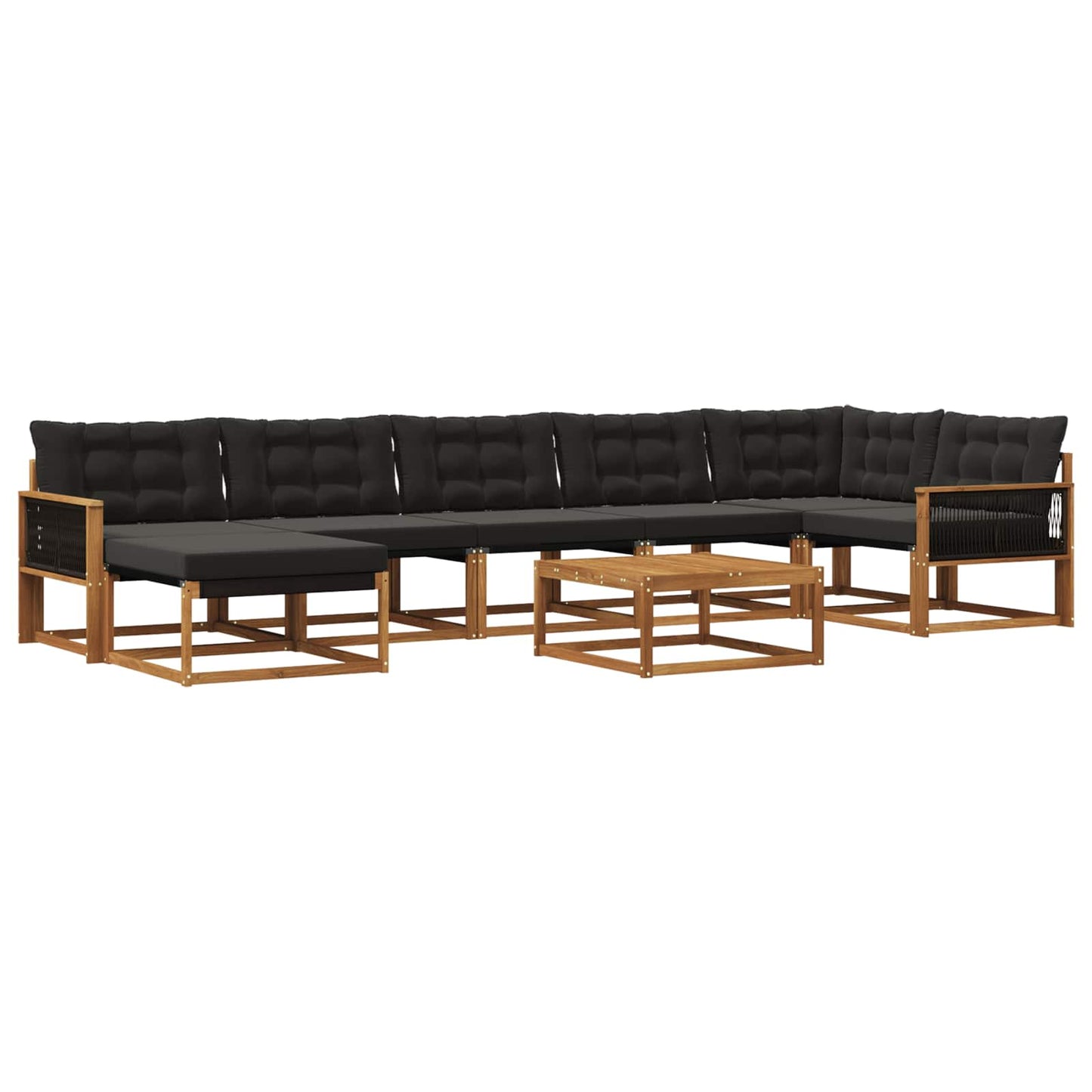 Outdoor-Sofagarnitur mit Kissen 8 pcs Natürlich und Schwarz