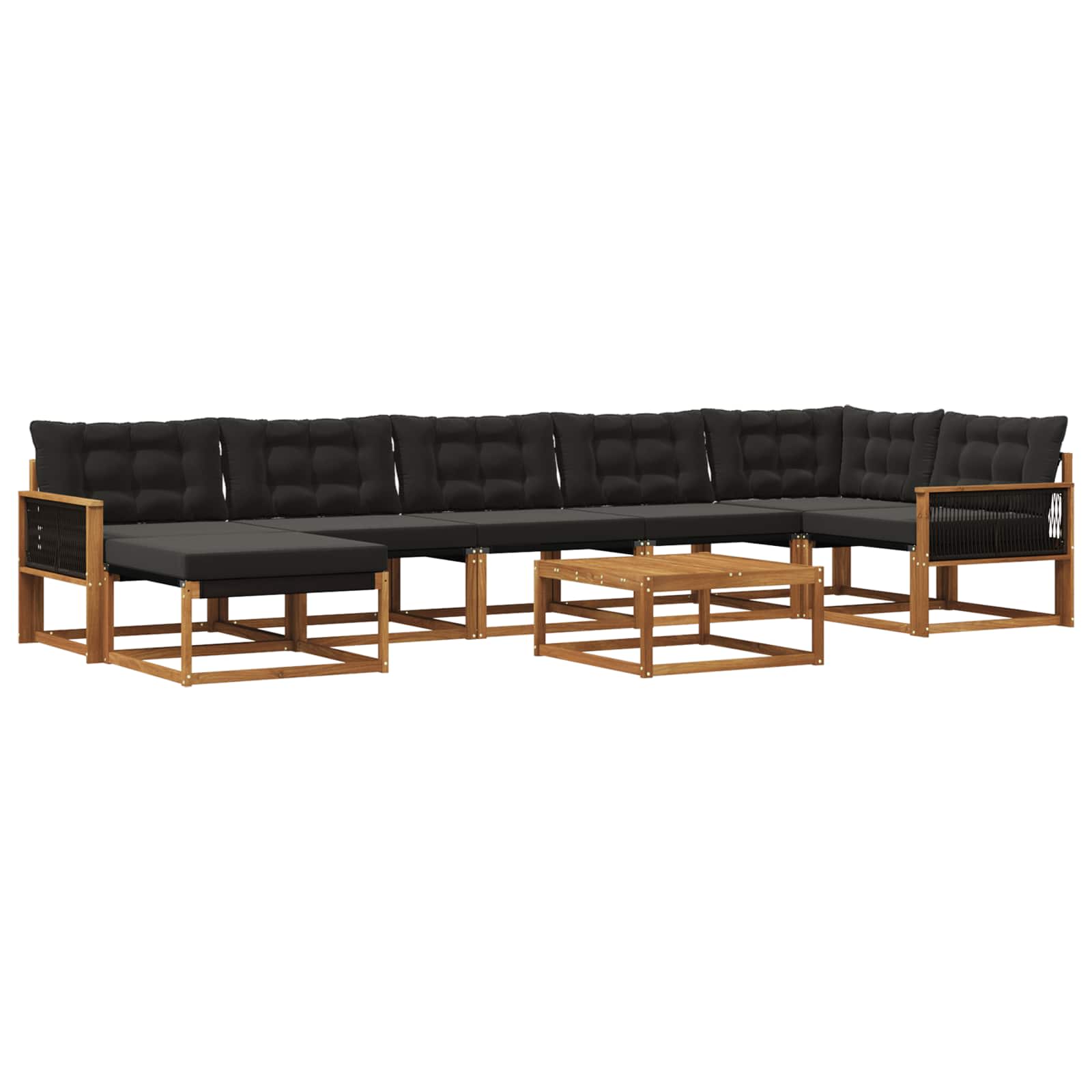 Outdoor-Sofagarnitur mit Kissen 8 pcs Natürlich und Schwarz