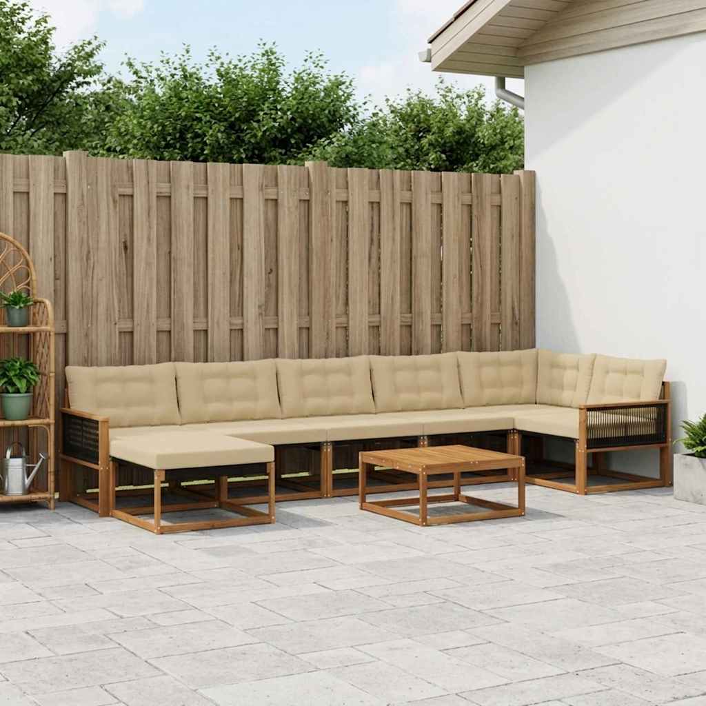 Outdoor-Sofagarnitur 8 pcs Natur und Beige Massivholz Akazie