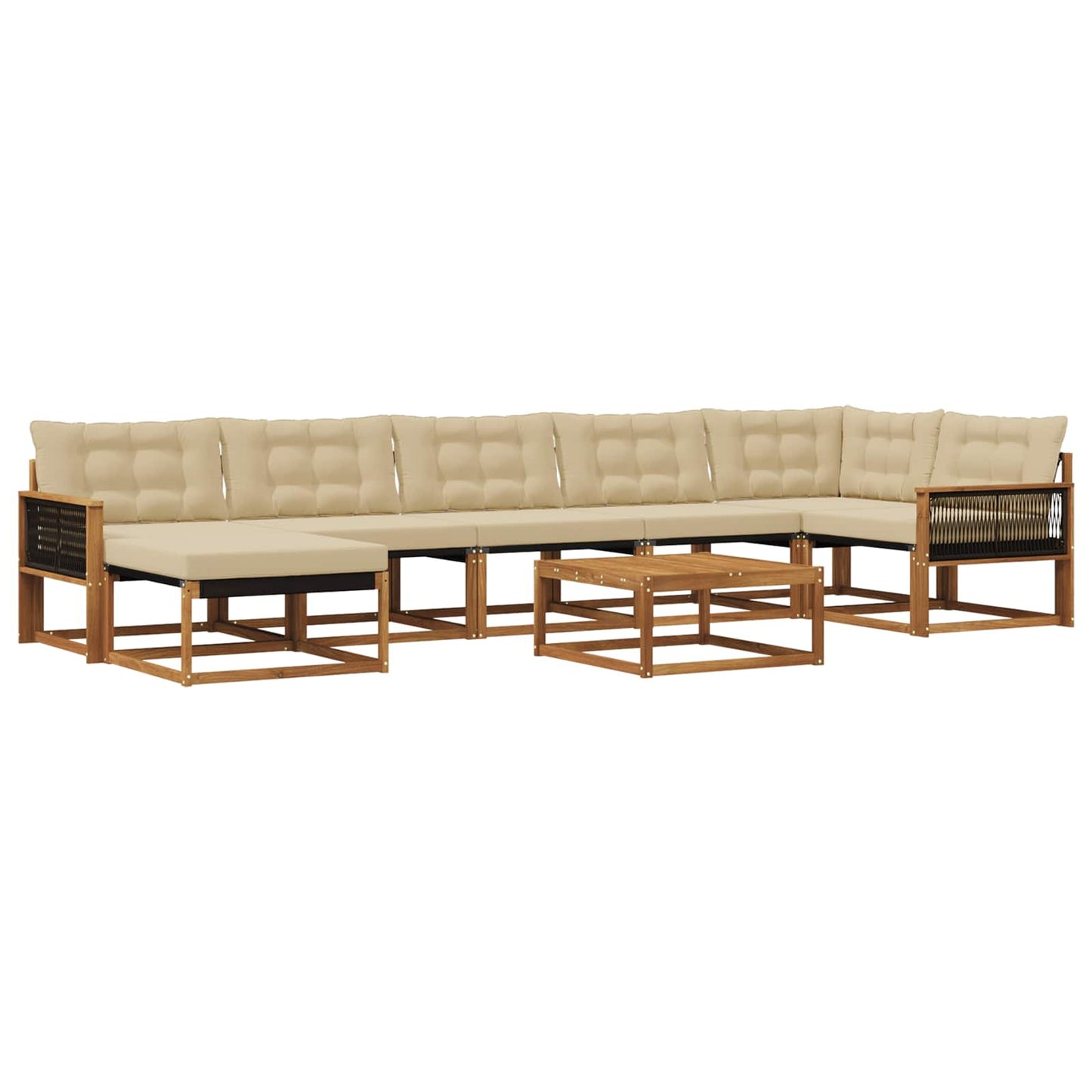 Outdoor-Sofagarnitur 8 pcs Natur und Beige Massivholz Akazie