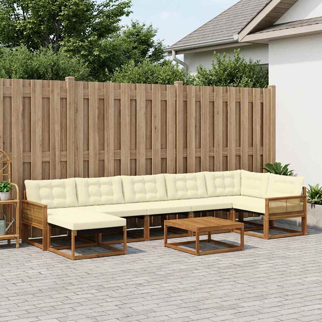 Outdoor-Sofagarnitur 8 pcs Natur und Creme Massivholz Akazie