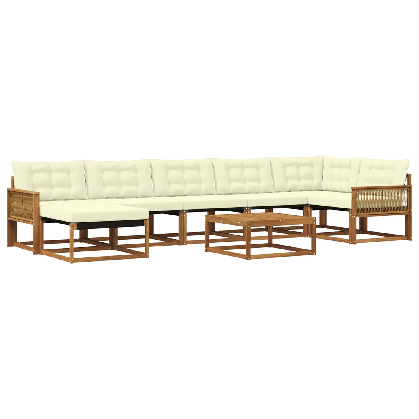 Outdoor-Sofagarnitur 8 pcs Natur und Creme Massivholz Akazie