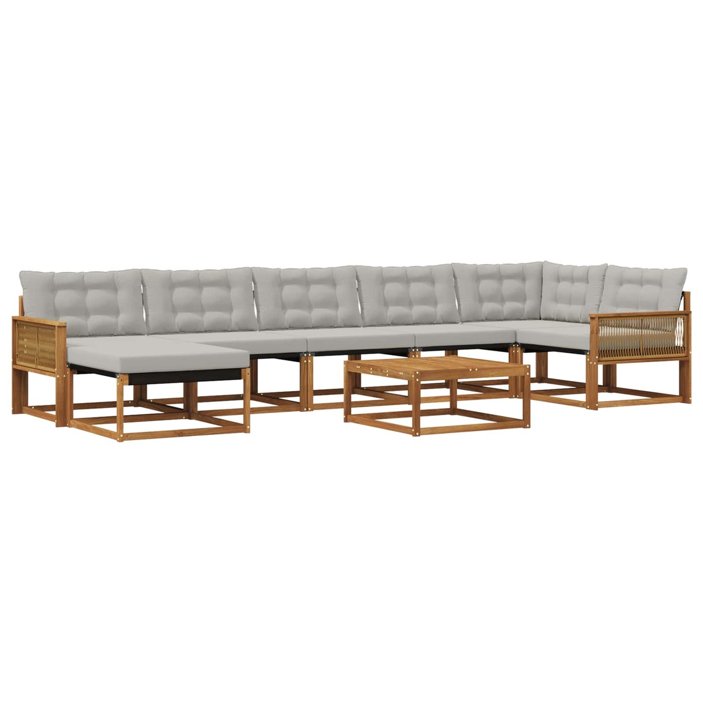Outdoor-Sofagarnitur mit Kissen 8 pcs Natürlich und Hellgrau