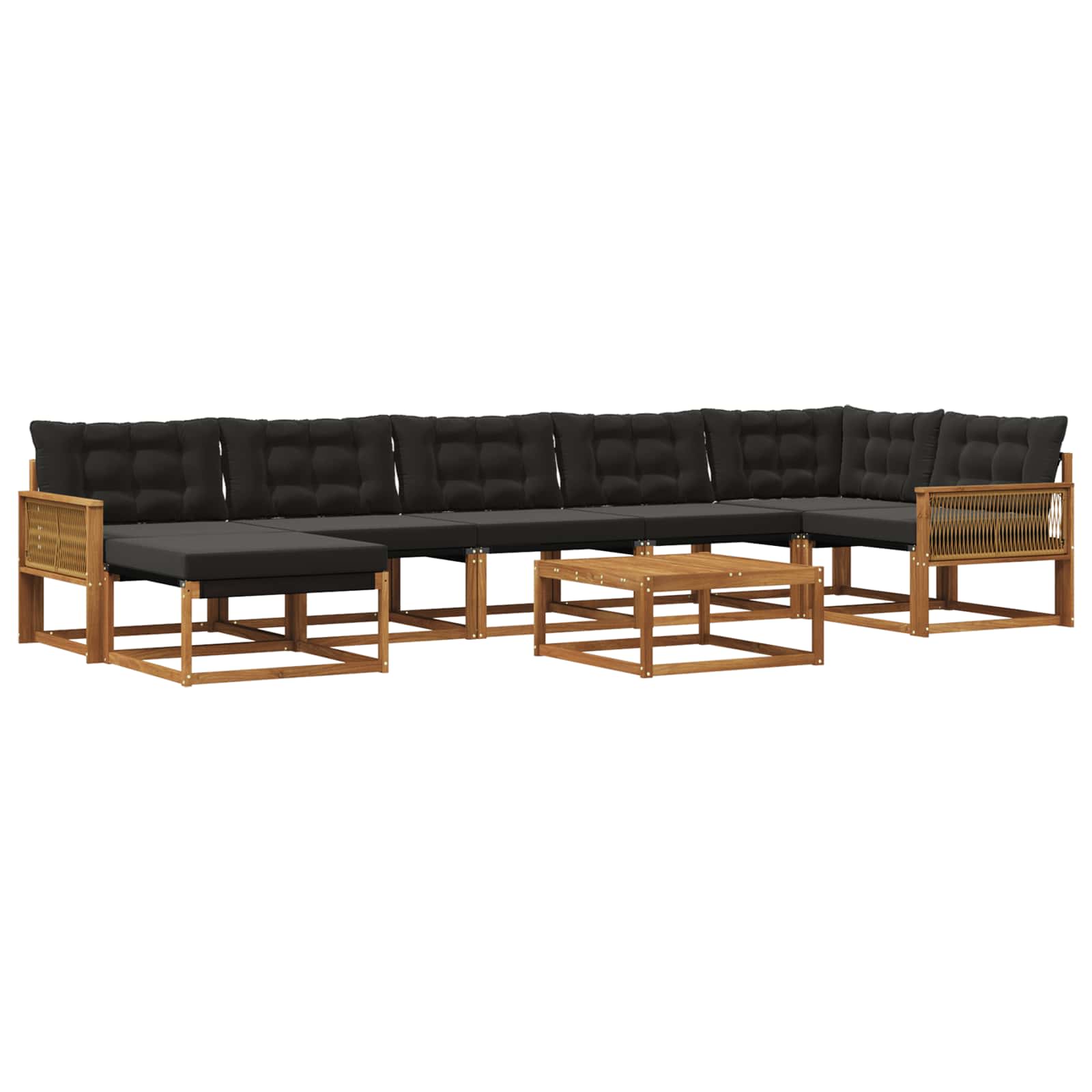 Outdoor-Sofagarnitur mit Kissen 8 pcs Natürlich und Schwarz