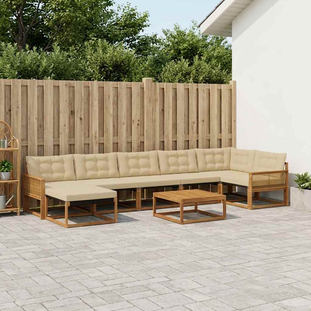 Outdoor-Sofagarnitur 8 pcs Natur und Beige Massivholz Akazie
