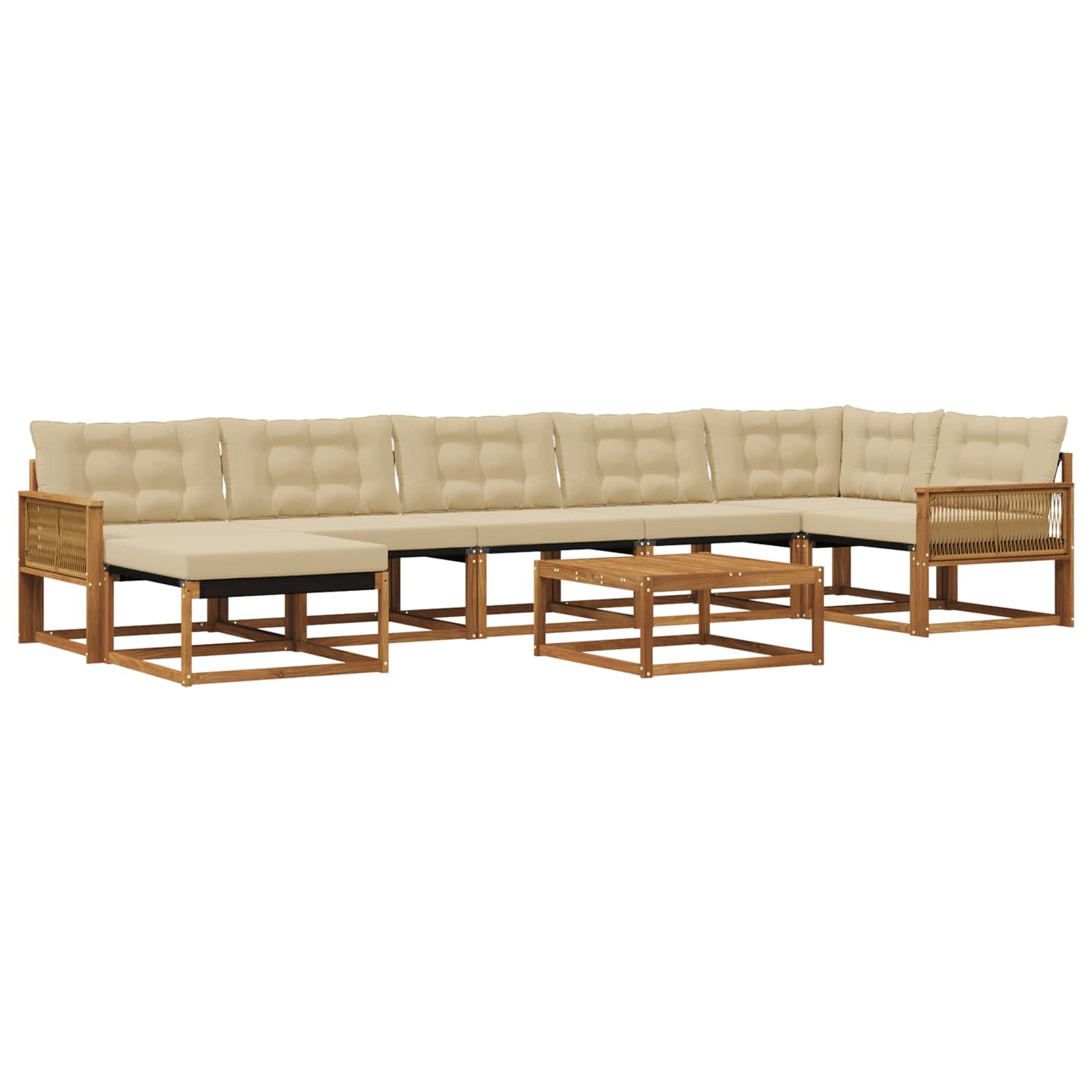 Outdoor-Sofagarnitur 8 pcs Natur und Beige Massivholz Akazie