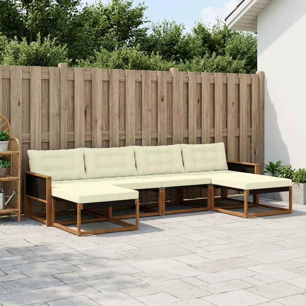 Outdoor-Sofagarnitur 6 stk. Natur und Creme