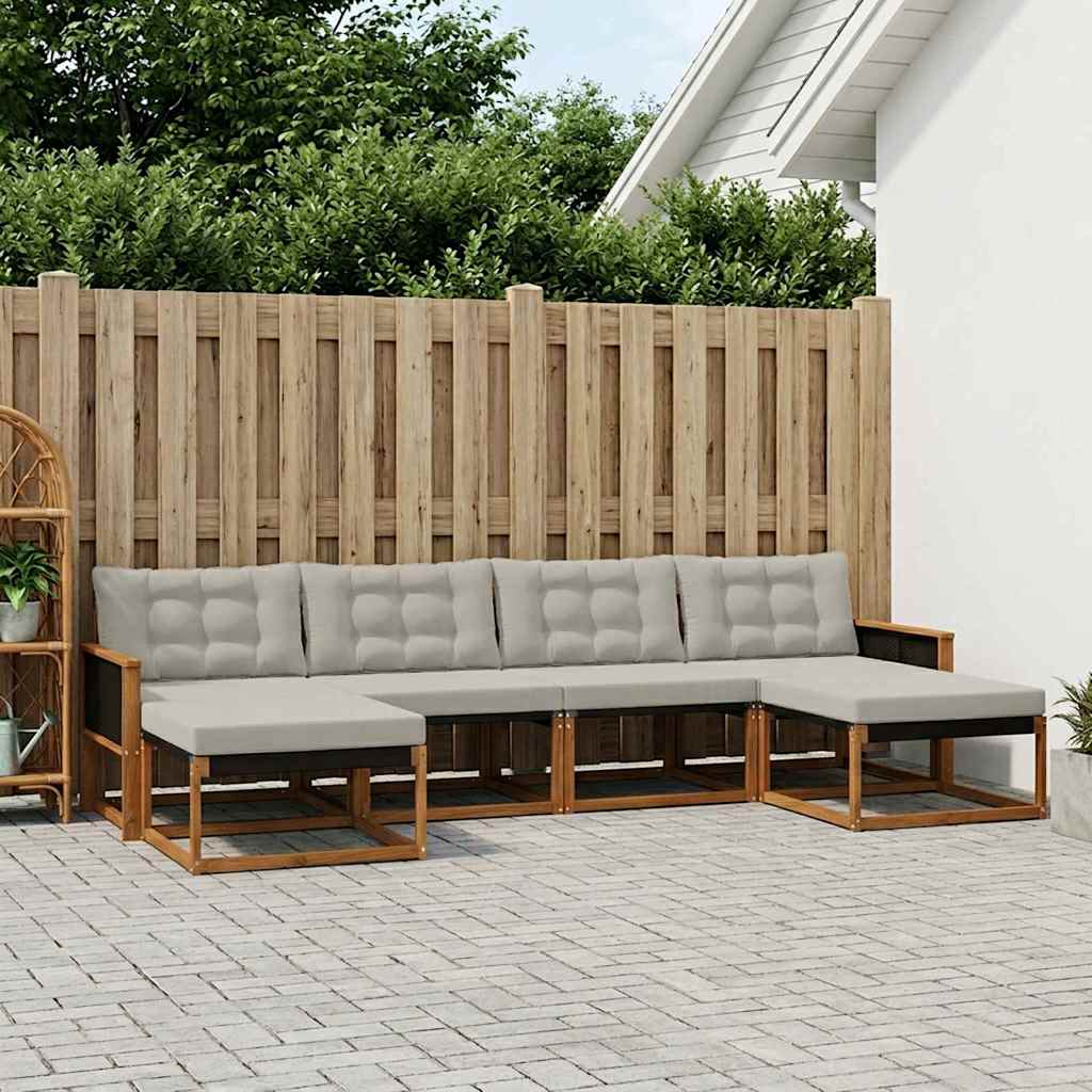 Outdoor-Sofagarnitur 6 stk. Natur und Hellgrau