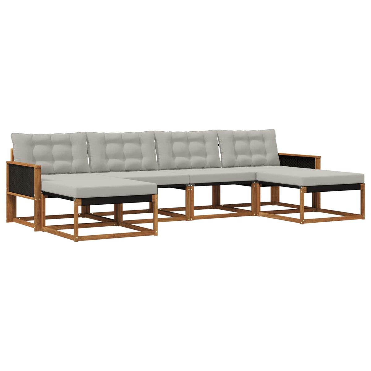Outdoor-Sofagarnitur 6 stk. Natur und Hellgrau