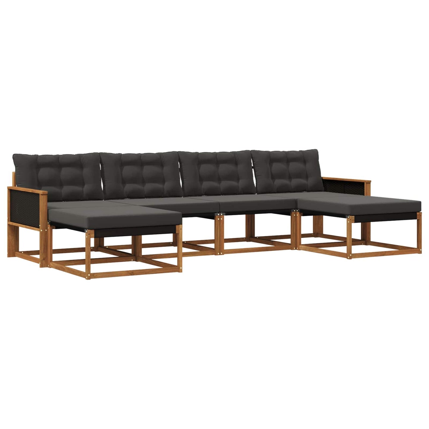 Outdoor-Sofagarnitur mit Kissen 6 pcs Natürlich und Schwarz
