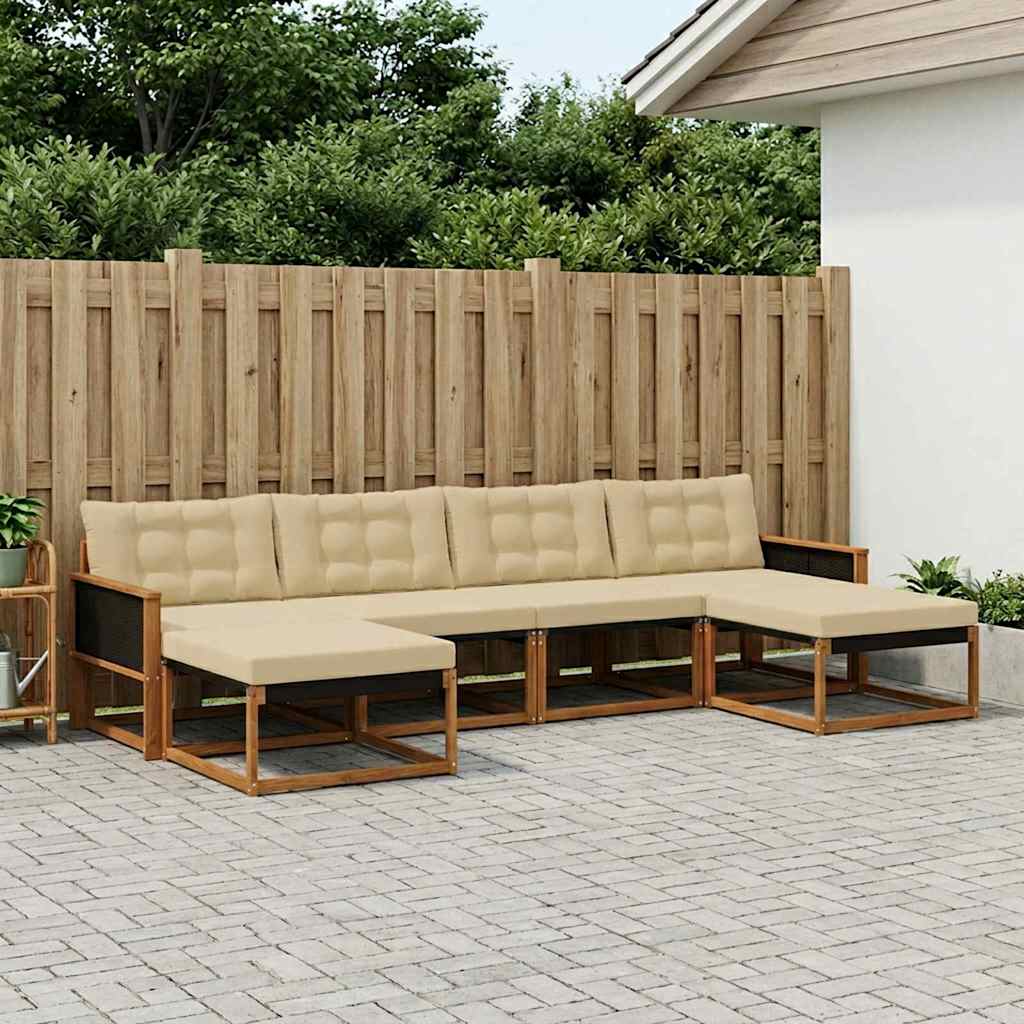 Outdoor-Sofagarnitur mit Kissen 6 pcs Natur und Beige