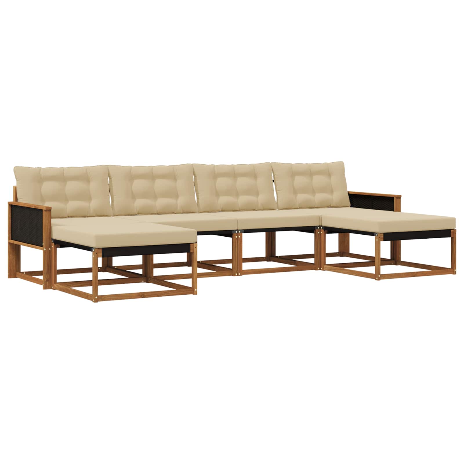 Outdoor-Sofagarnitur mit Kissen 6 pcs Natur und Beige