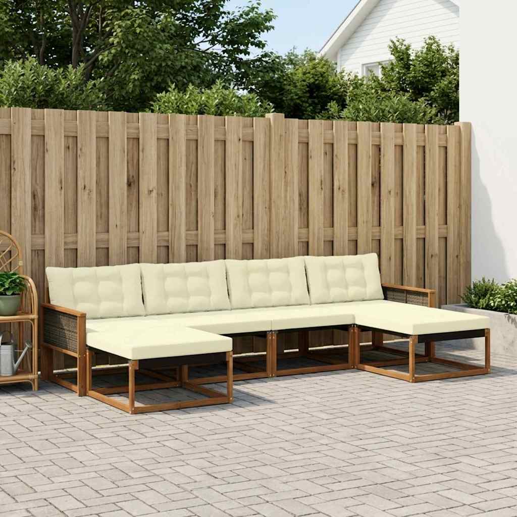 Outdoor-Sofagarnitur 6 stk. Natur und Creme