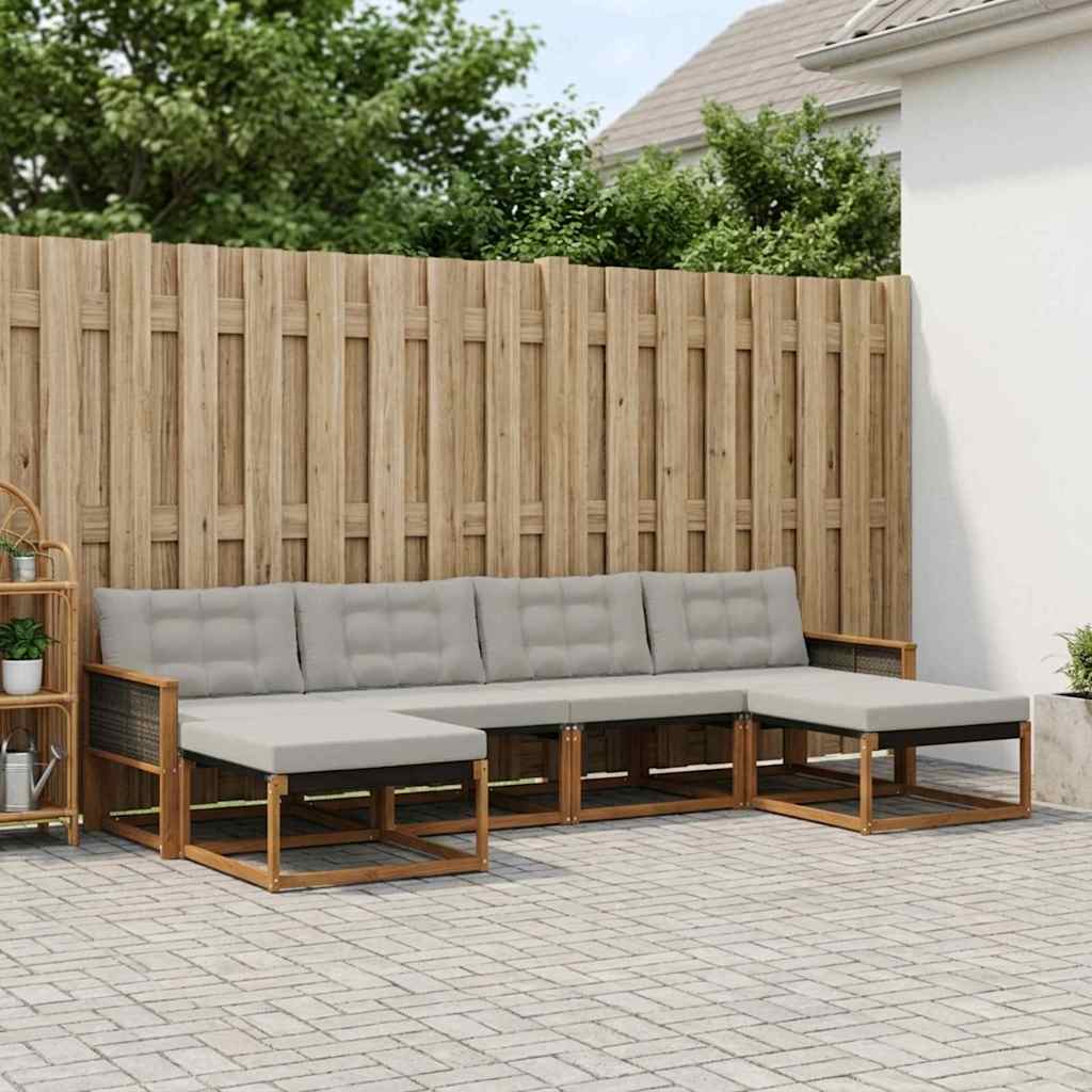 Outdoor-Sofagarnitur 6 stk. Natur und Hellgrau
