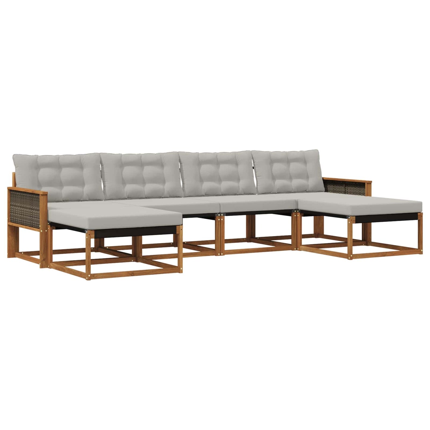 Outdoor-Sofagarnitur mit Kissen 6 pcs Natürlich und Hellgrau
