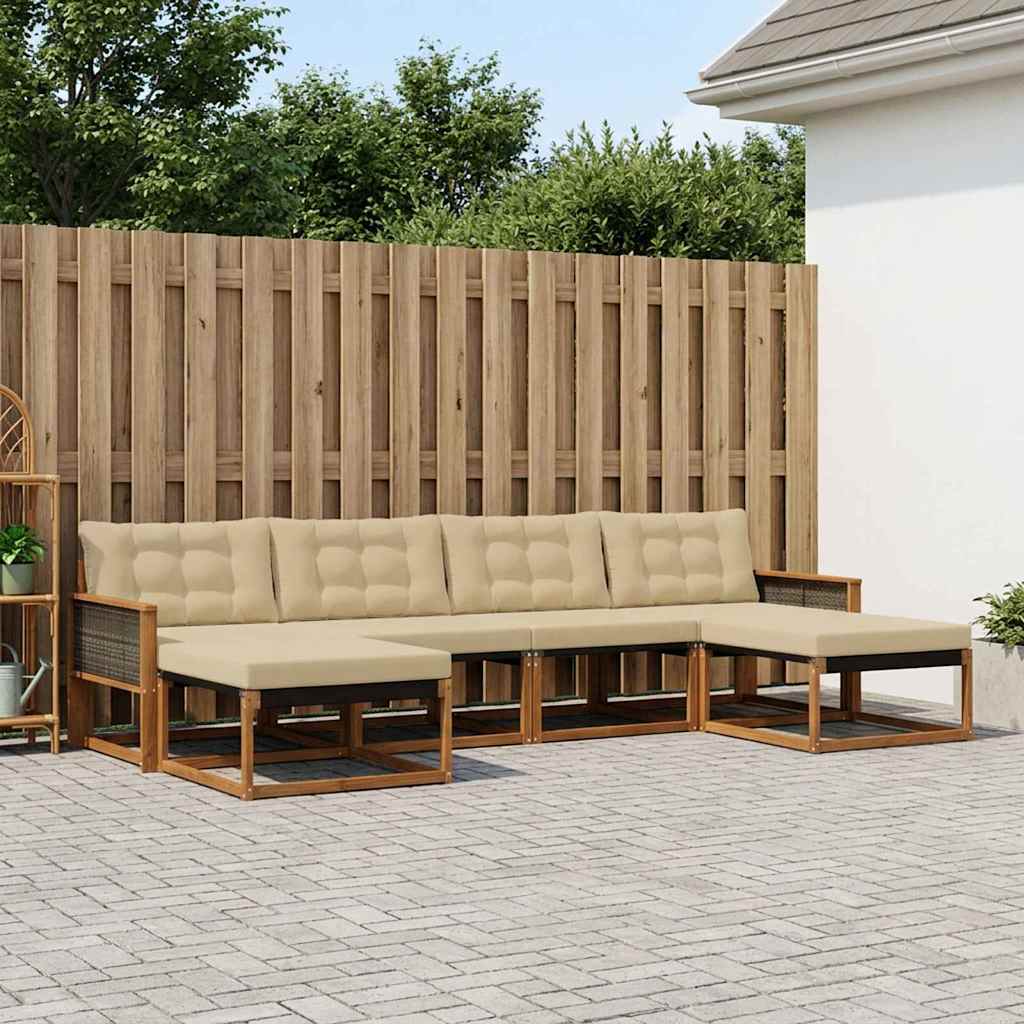 Outdoor-Sofagarnitur 6 stk. Natur und Beige