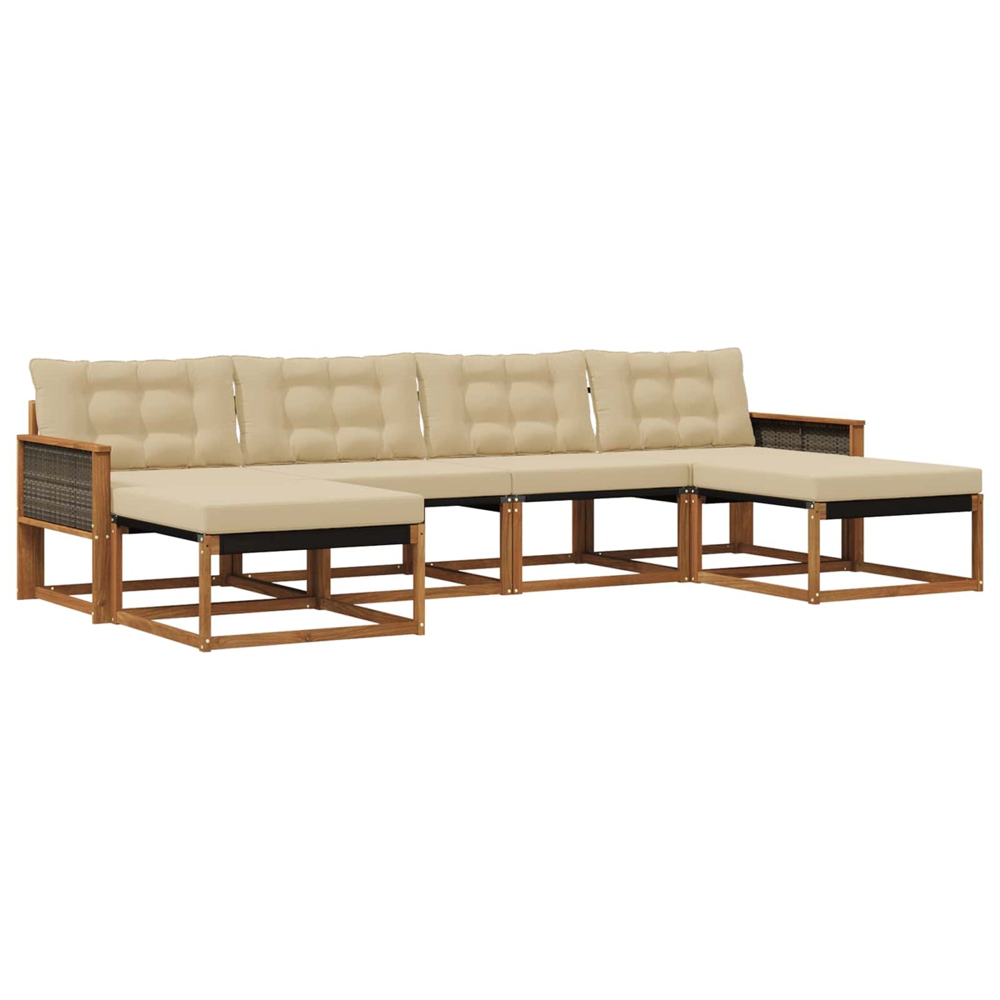 Outdoor-Sofagarnitur 6 stk. Natur und Beige