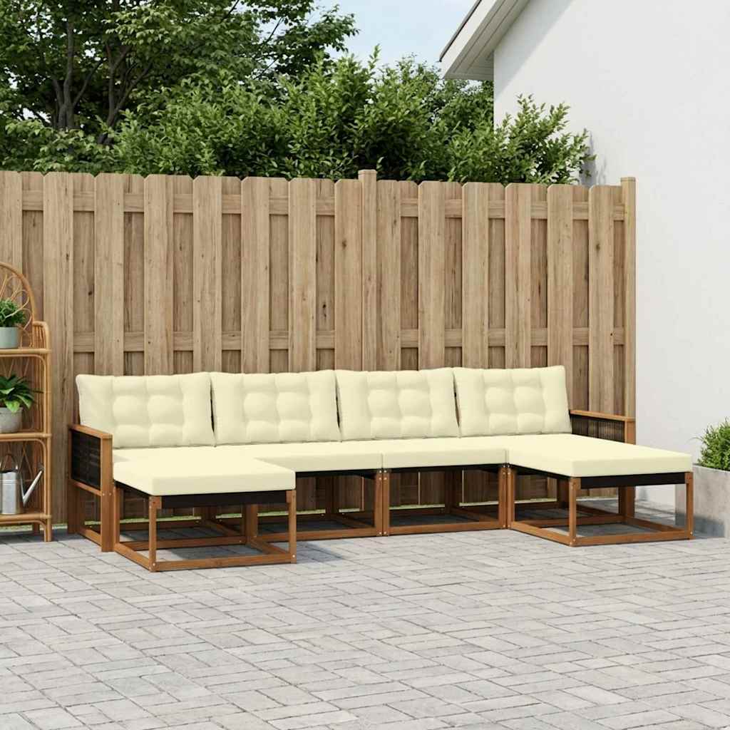 Outdoor-Sofagarnitur mit Kissen 6 pcs Natur und Creme