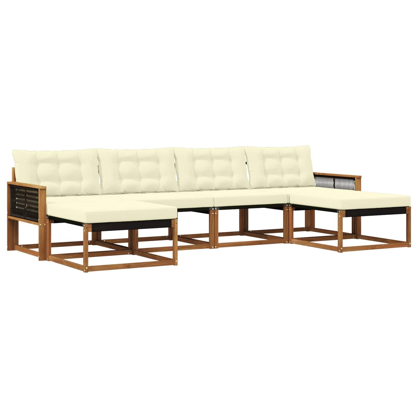 Outdoor-Sofagarnitur mit Kissen 6 pcs Natur und Creme