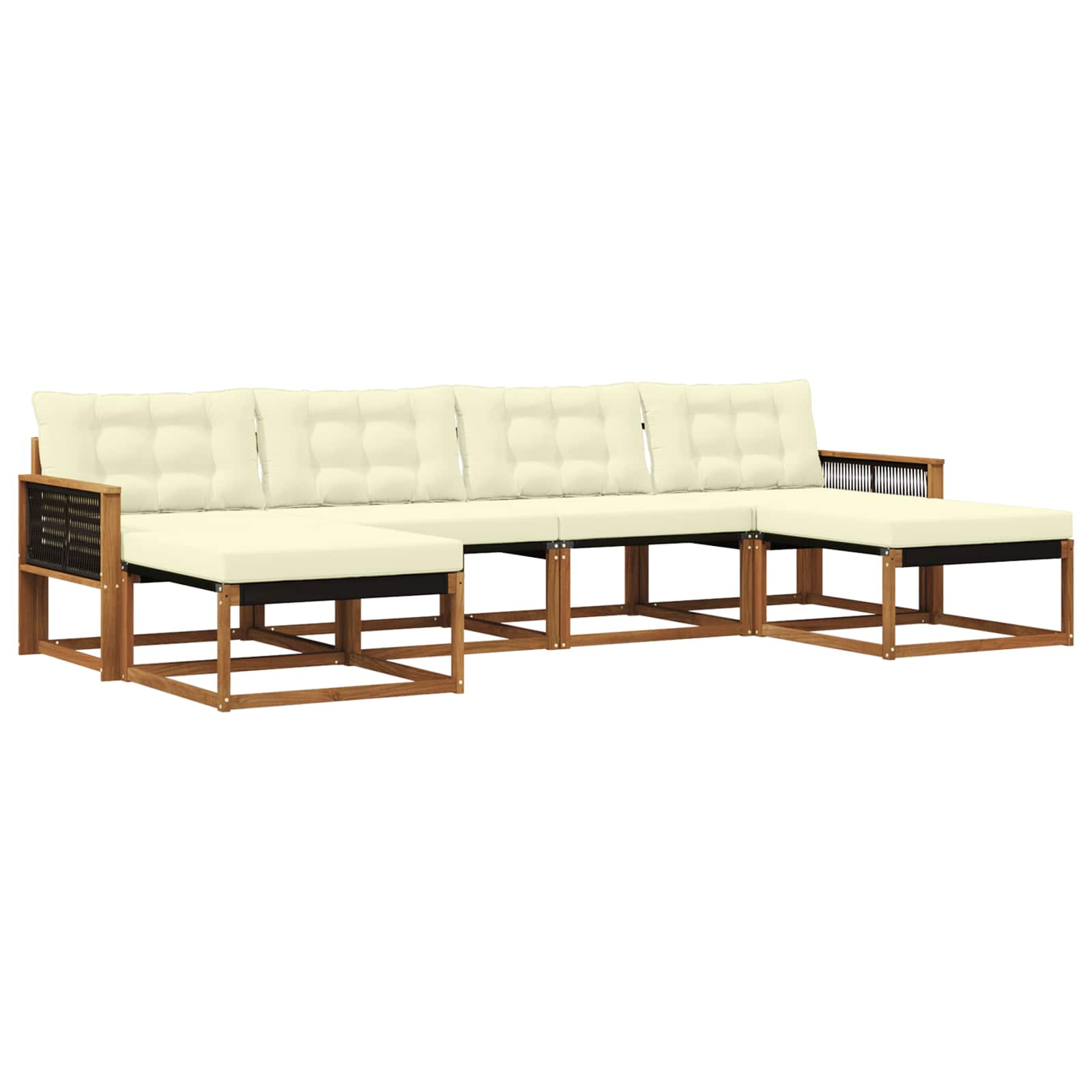 Outdoor-Sofagarnitur mit Kissen 6 pcs Natur und Creme
