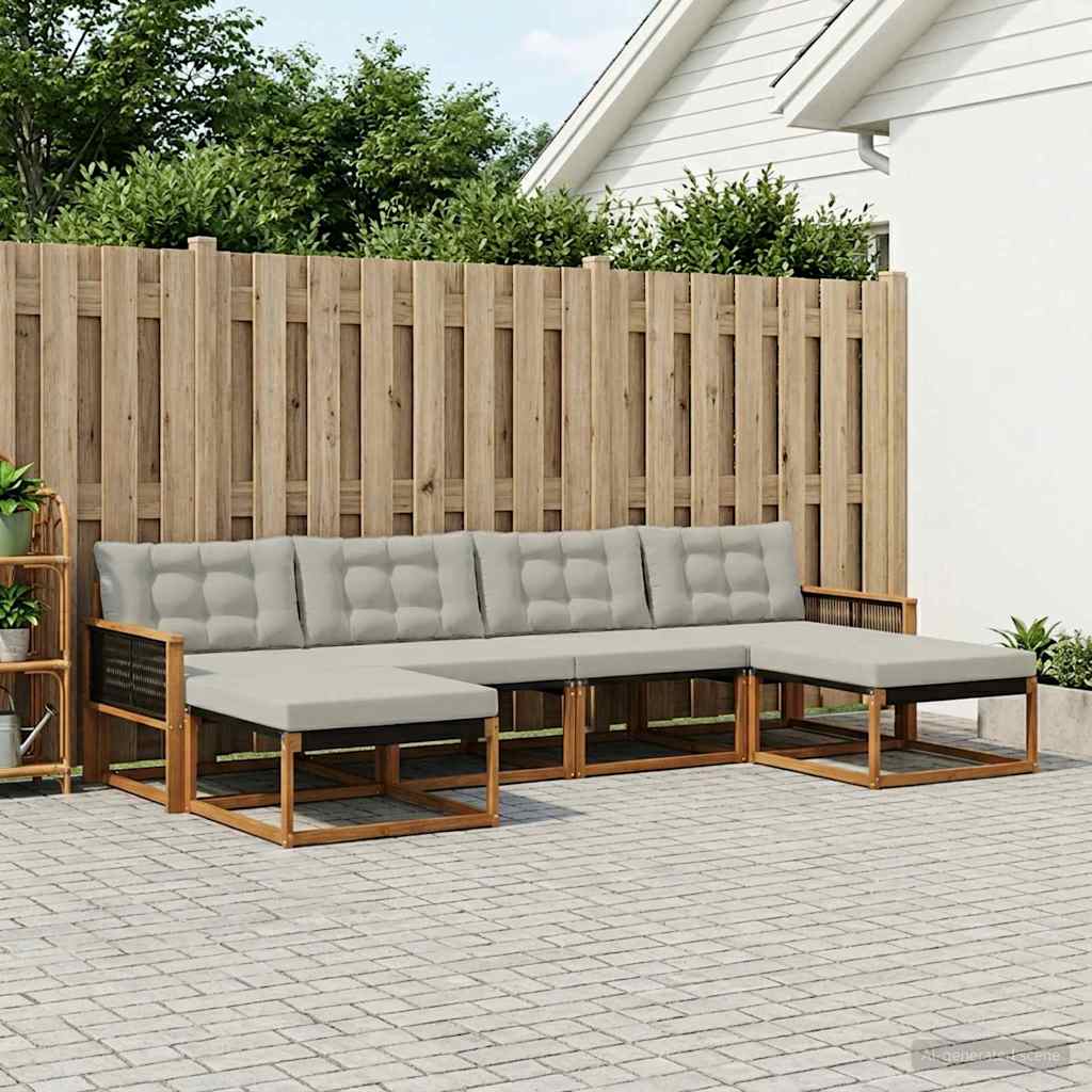 Outdoor-Sofagarnitur 6 stk. Natur und Hellgrau