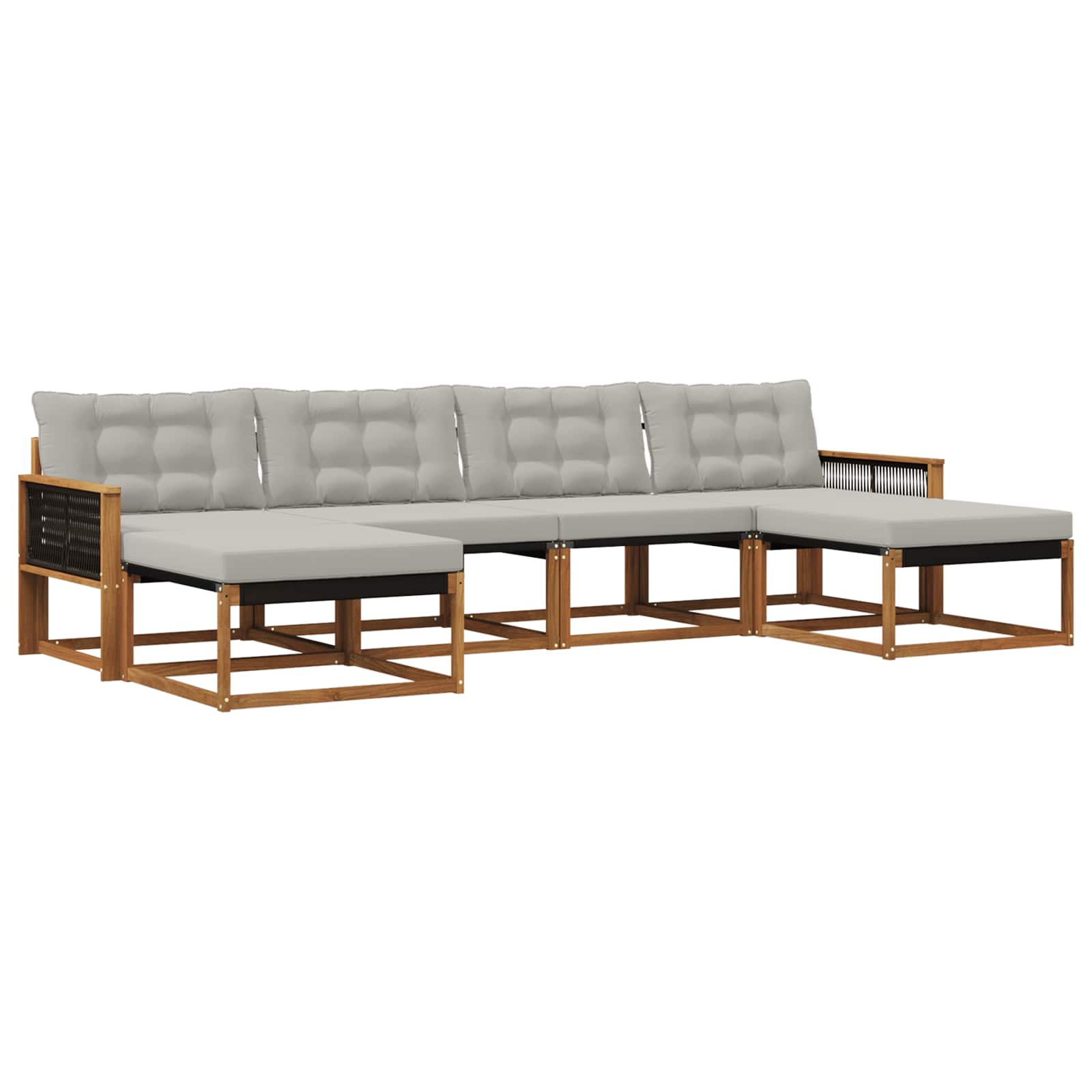 Outdoor-Sofagarnitur mit Kissen 6 pcs Natürlich und Hellgrau