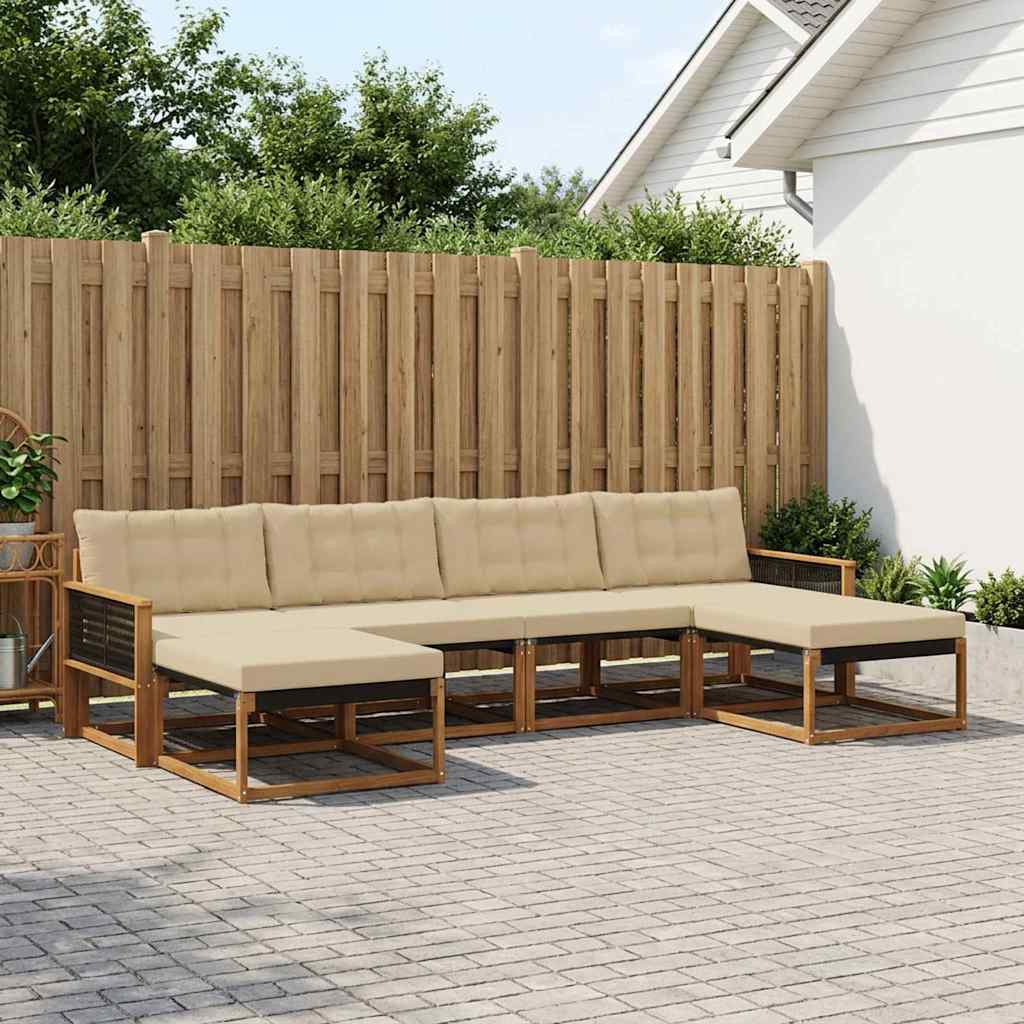 Outdoor-Sofagarnitur mit Kissen 6 pcs Natur und Beige