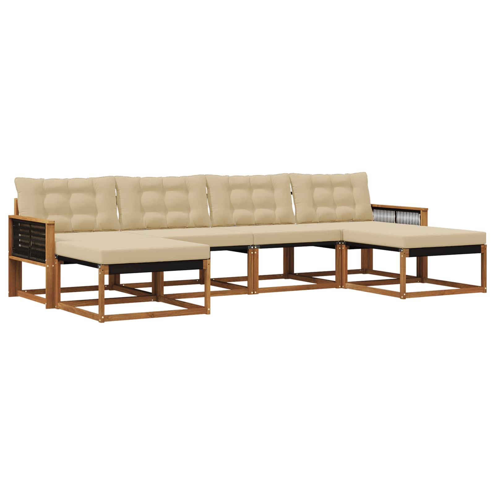 Outdoor-Sofagarnitur mit Kissen 6 pcs Natur und Beige