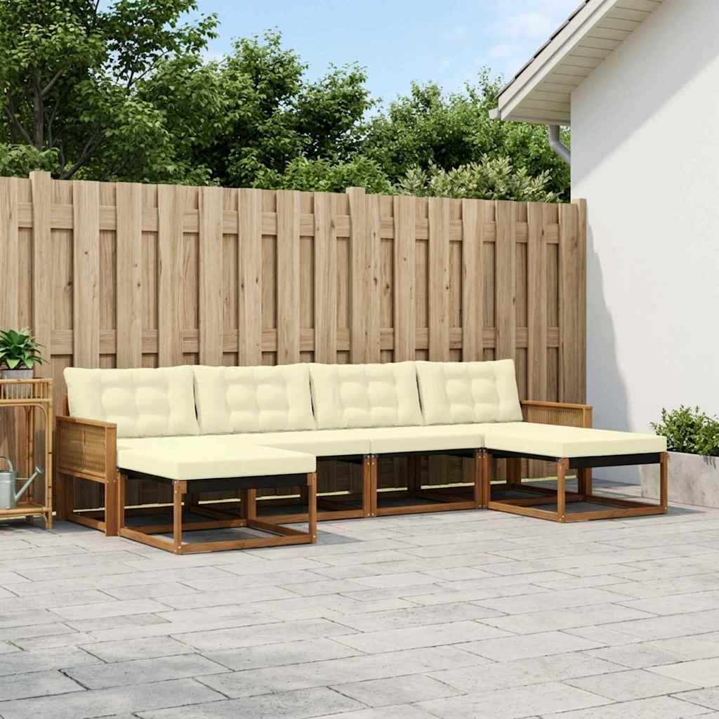 Outdoor-Sofagarnitur mit Kissen 6 pcs Natur und Creme