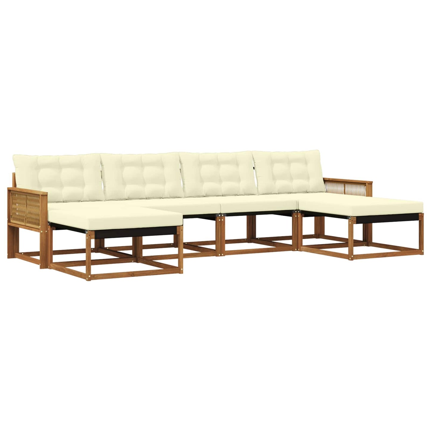 Outdoor-Sofagarnitur mit Kissen 6 pcs Natur und Creme