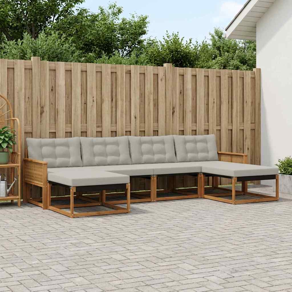 Outdoor-Sofagarnitur 6 stk. Natur und Hellgrau