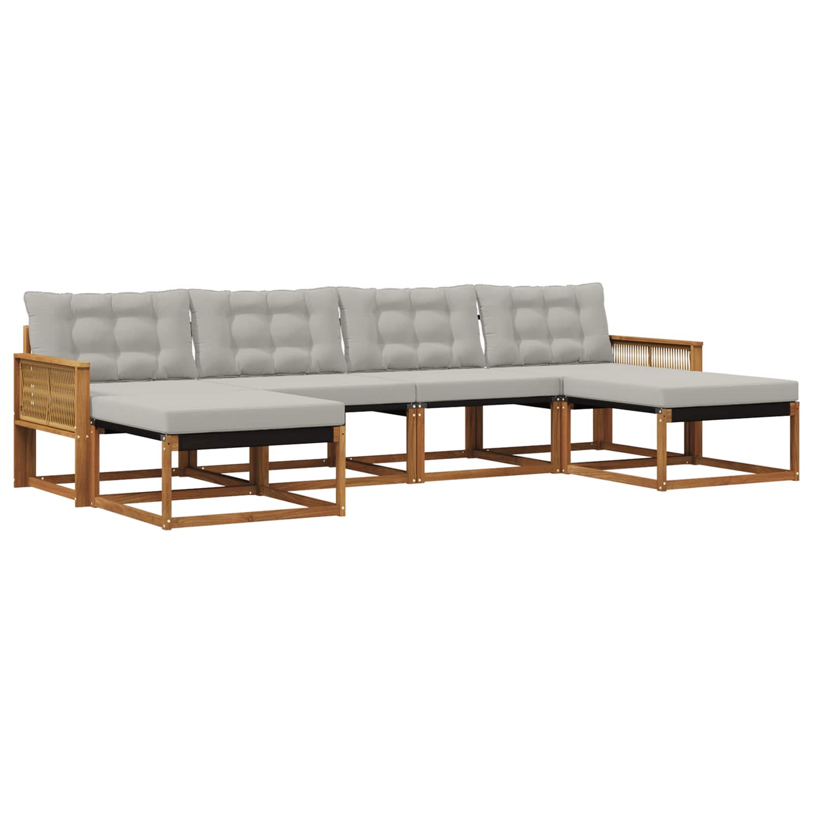 Outdoor-Sofagarnitur mit Kissen 6 pcs Natürlich und Hellgrau