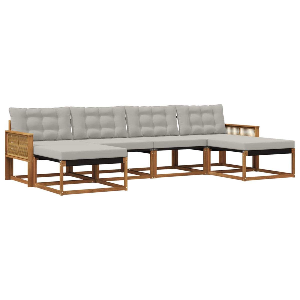 Outdoor-Sofagarnitur 6 stk. Natur und Hellgrau
