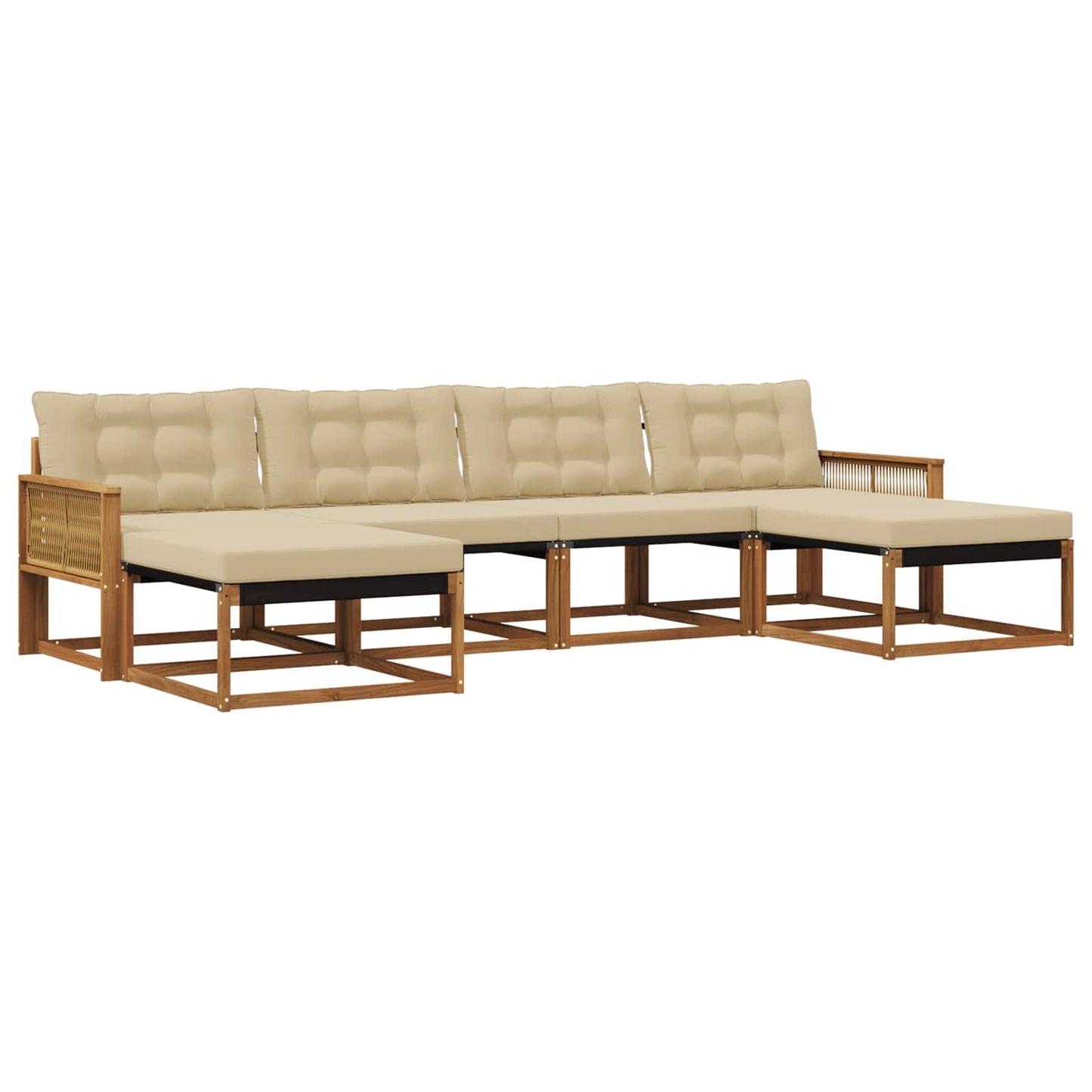 Outdoor-Sofagarnitur mit Kissen 6 pcs Natur und Beige
